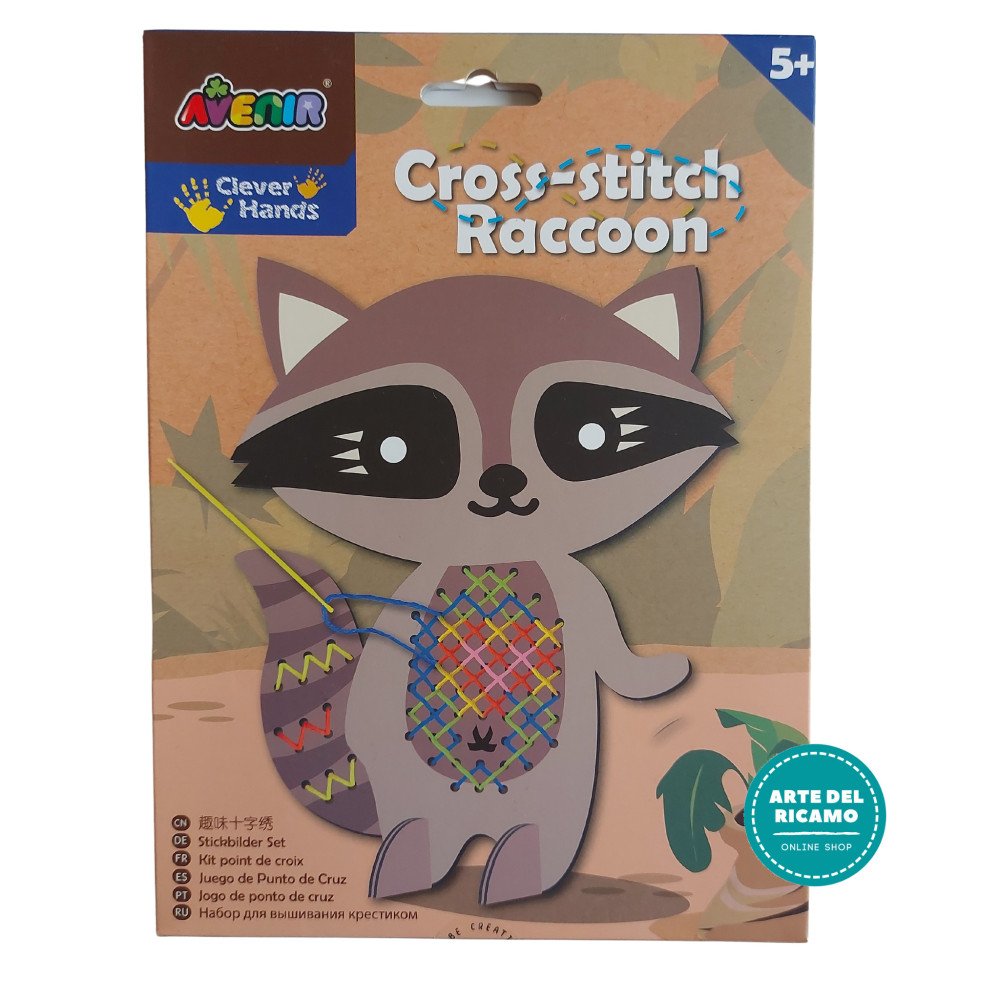Embroidery Kit for Kids - Cross Stitch Raccoon